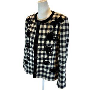 Vintage Escada by Margaretha Ley Checked Wool Jacket- Embellished Blazer